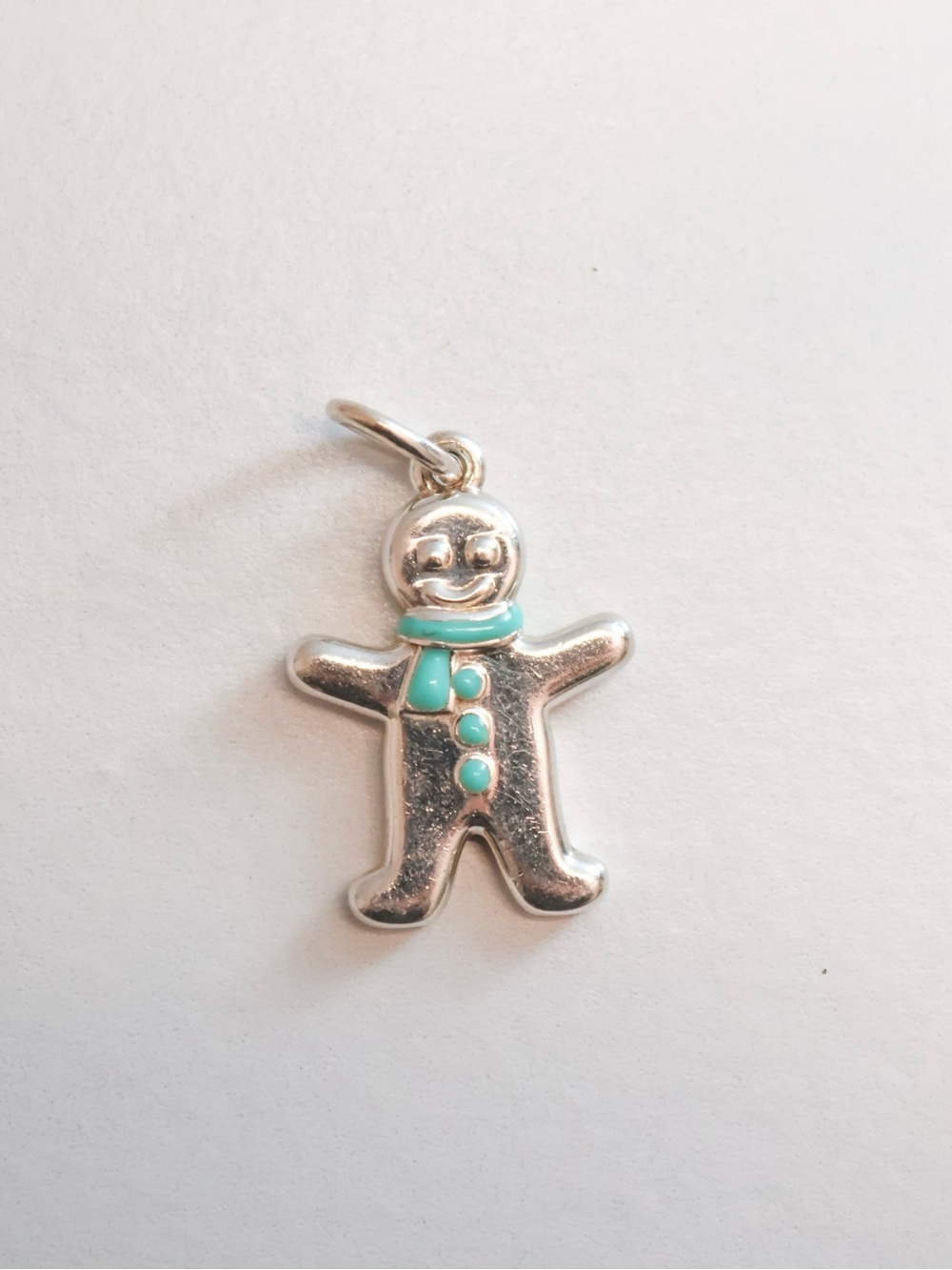 Tiffany & Co. Silver Gingerbread Man Charm with enamel accents